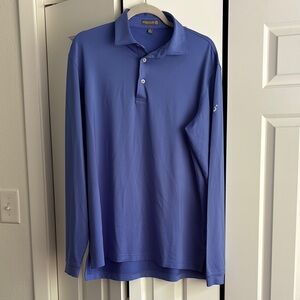Peter Millar Long Sleeve Blue Polo Shirt